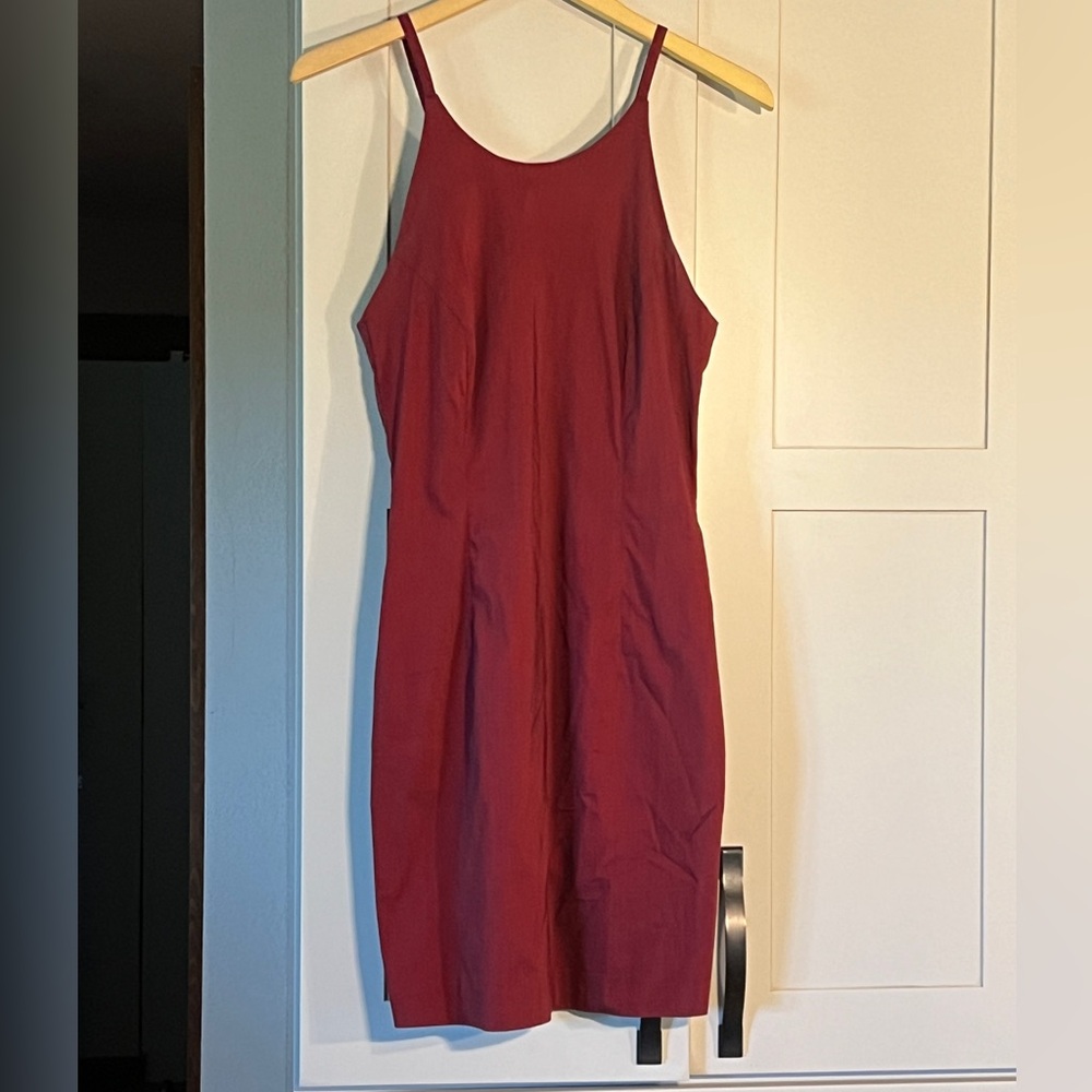 Arden B, summer dress, zippered back, adjustable straps, burgundy/blackish, S 6